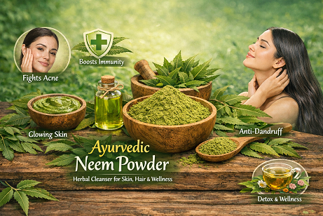 Ayurvedic Neem Powder – Herbal Cleanser for Skin, Hair & Wellness